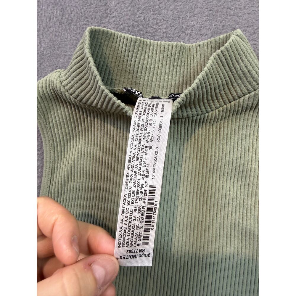 Zara Ribbed Fitted Strechy Sleeveless Tank Top Cropped Size XS Sage Green Layer - Picture 6 of 6